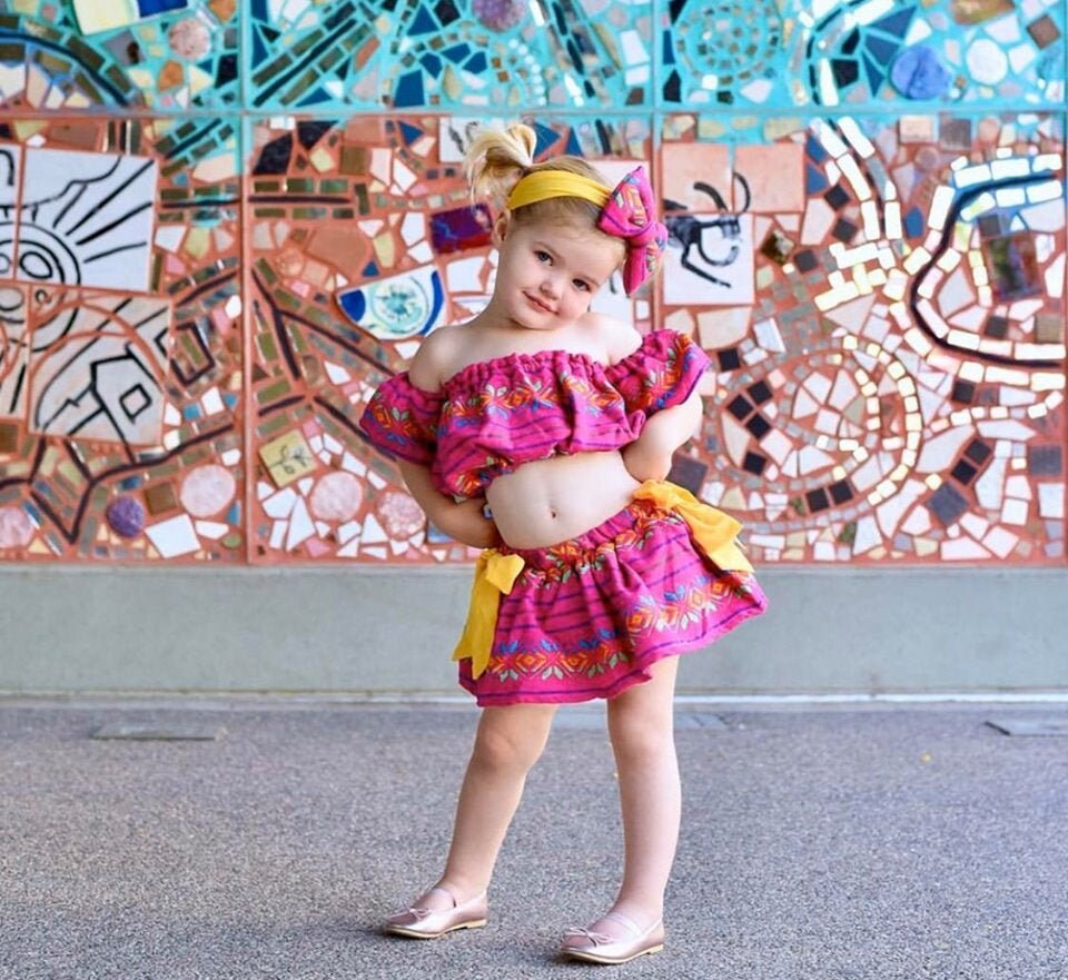 Baby girl fiesta outfit, mexican skirted bloomers, serape crop top, piñata diaper cover, mexican birthday party, uno fiesta cake smash, coco