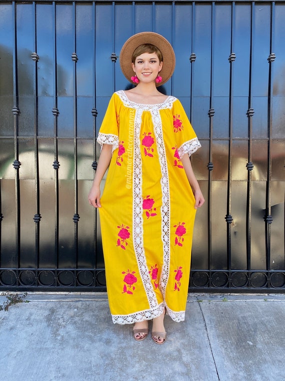 Vintage floral embroidered mexican dress for wome… - image 2