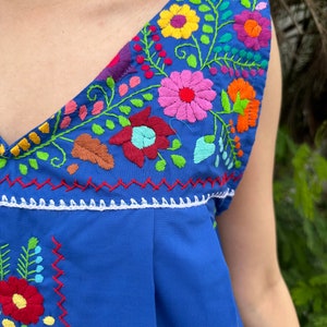 FIESTA DRESS, SUNWASHED BLUE AL FRESCO DOT EMBROIDERY