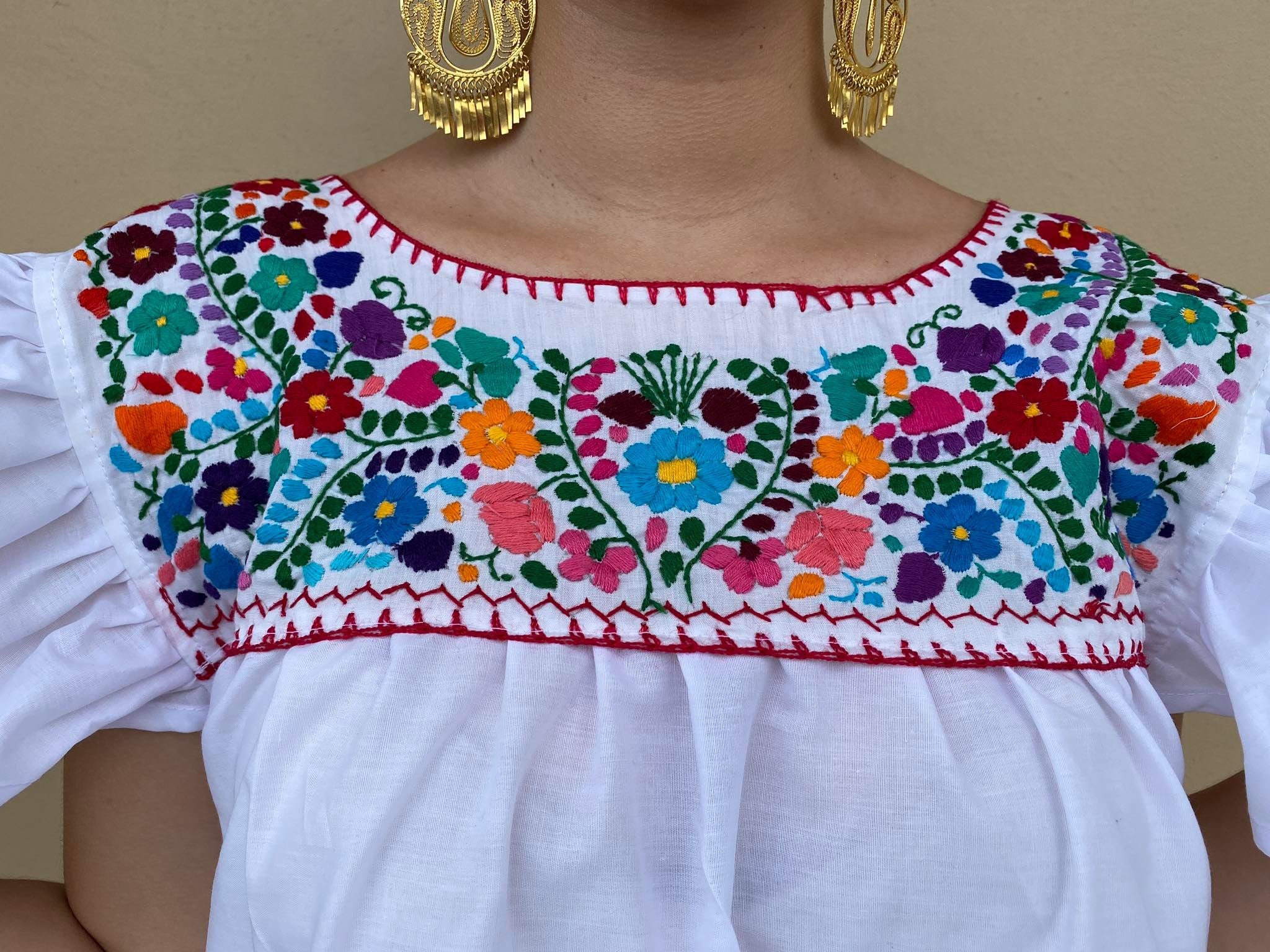 Multicolor floral embroidery mexican dress women summer date | Etsy