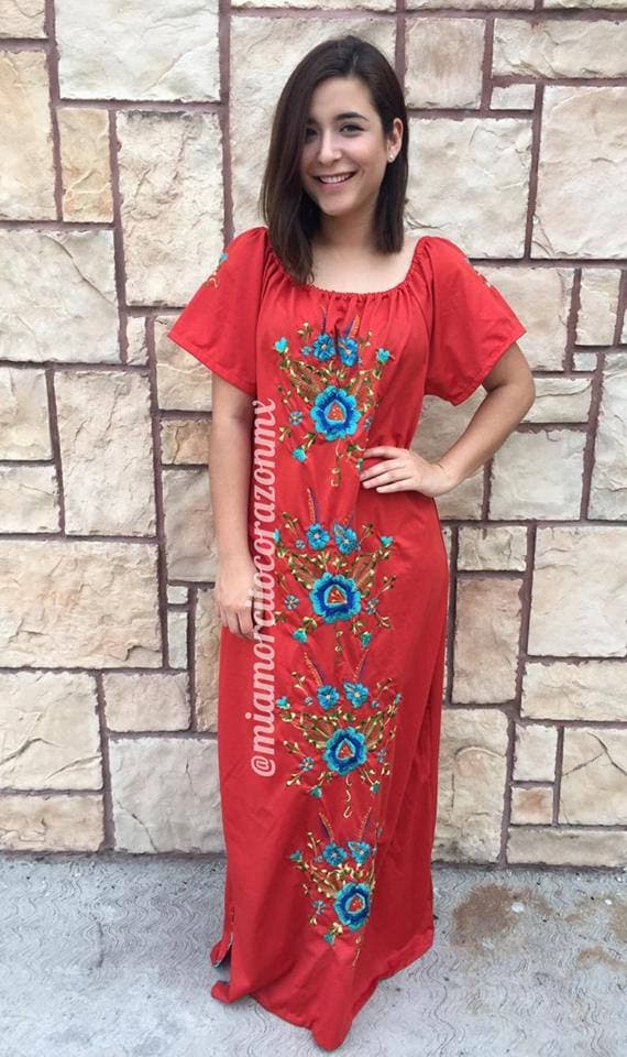 Mexican dress vintage 90's vestido mexicano mexica