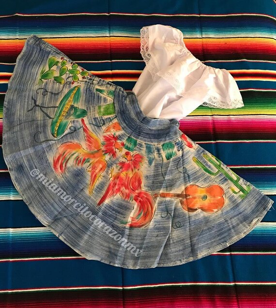 Mexican skirt mexican blouse vintage 50's hand-pai