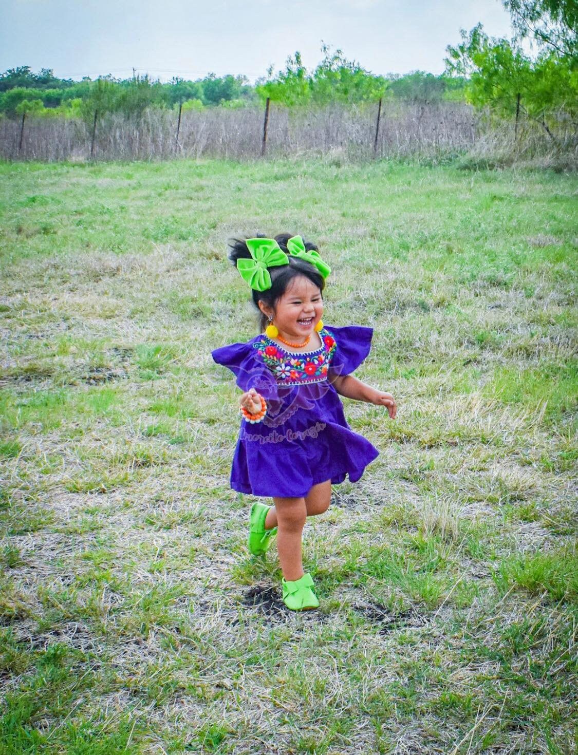open lace back dress Mexican Dress Puebla Hand Embroidered (Purple, Small) at Amazon Women's  Clothing store