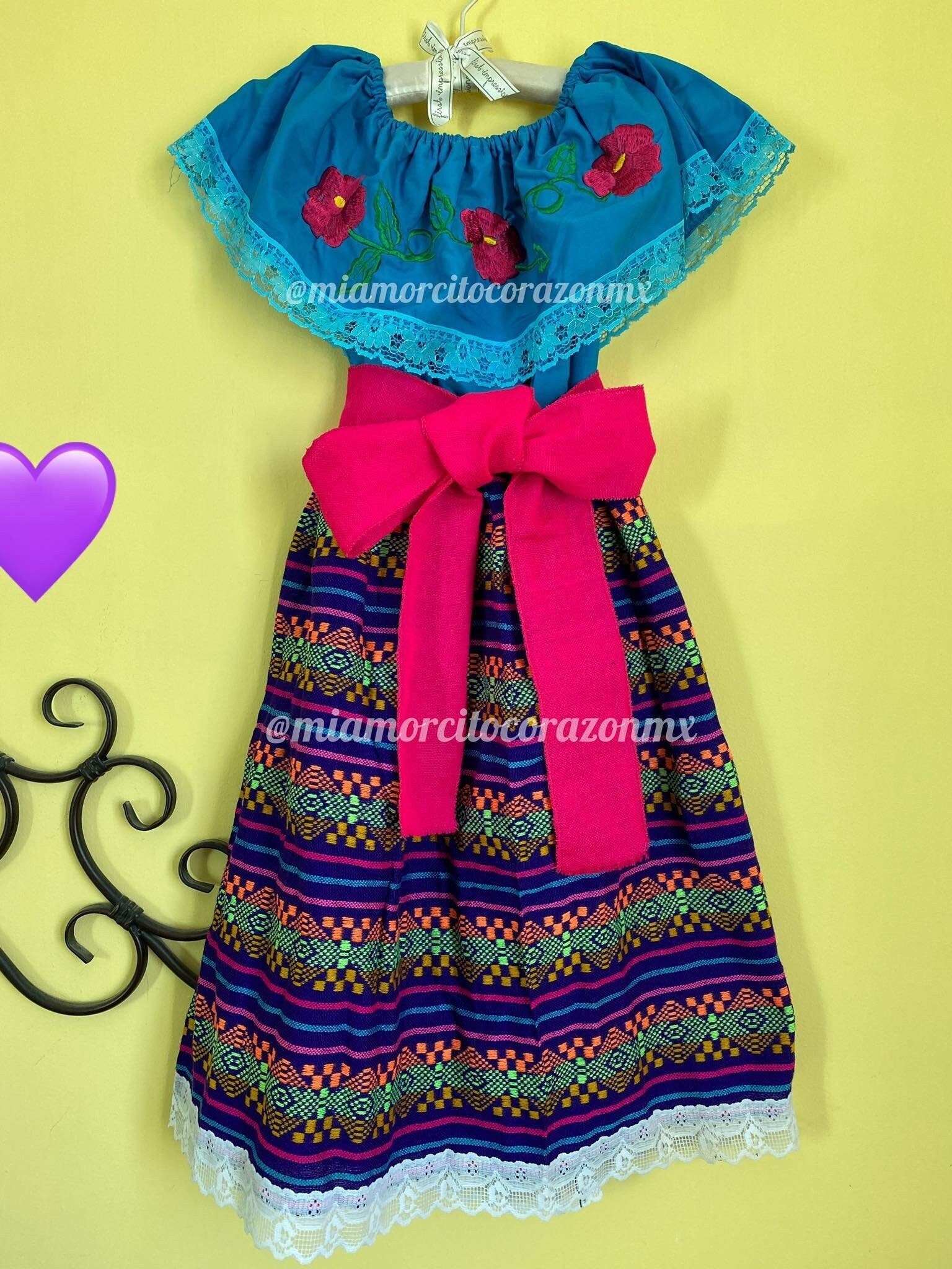 Turquoise and Purple Floral Embroidery Mexican Dress Mexico - Etsy UK Turquoise and Purple Floral Embroidery Mexican Dress Mexico - Etsy UK