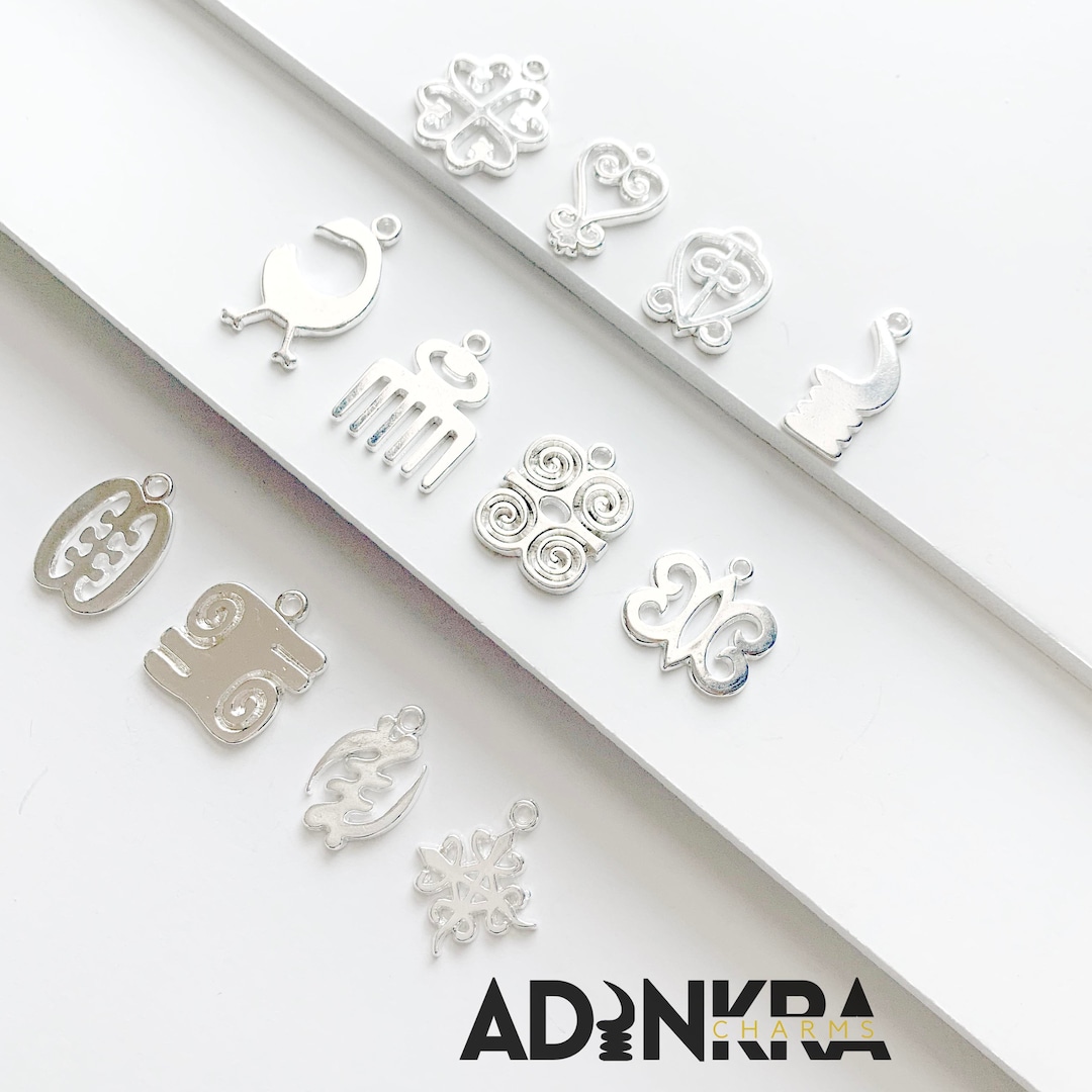 24 TOTAL- Silver Plated Adinkra MIX- of Each Adinkra Charm