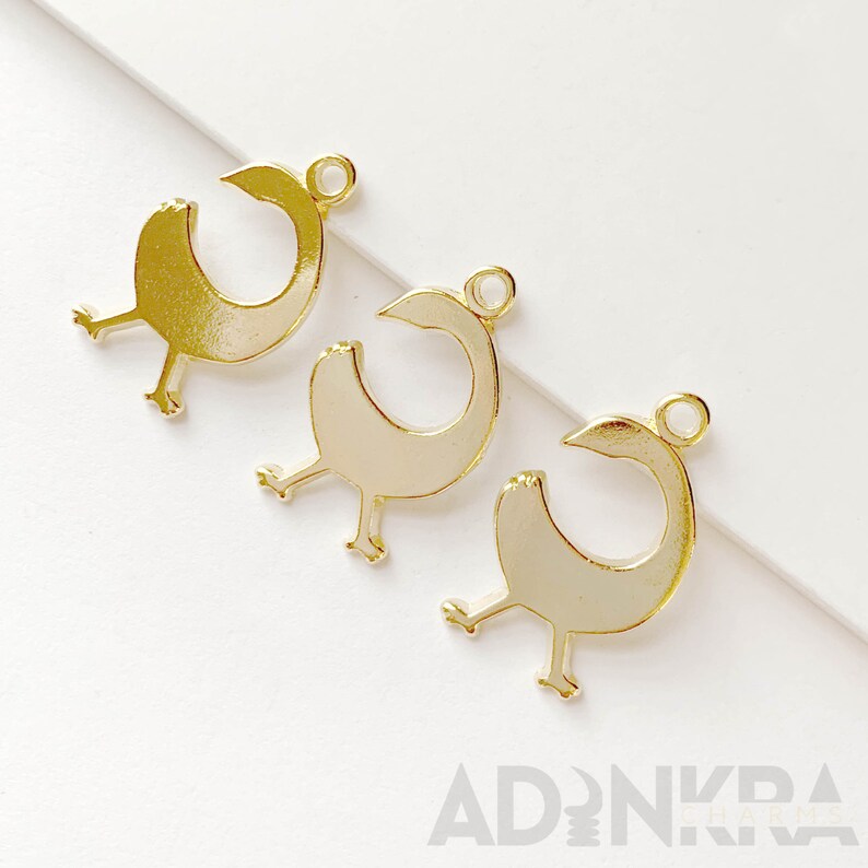 18K Gold Plated Sankofa Bird Adinkra Charm