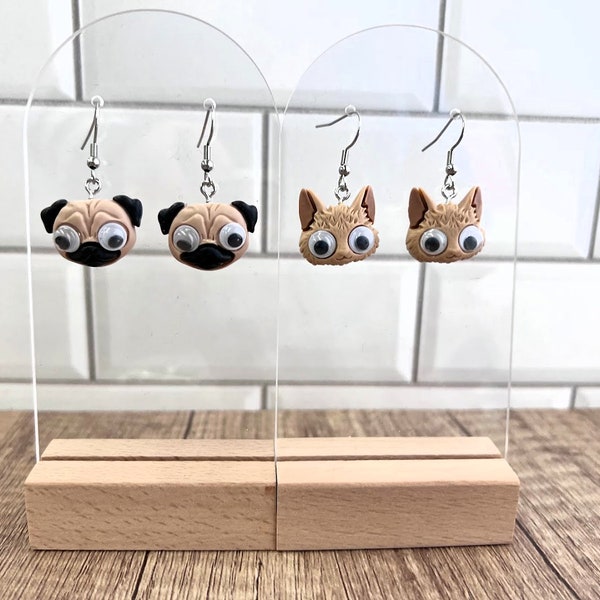 Googly Eyed Pug or Googly Eyed Cat - Dog or Cat Mom jewelry