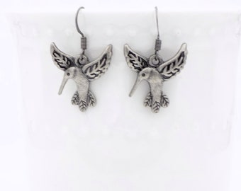 Antique Silver Hummingbird Earrings