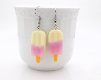 Strawberry Creamsicle Earrings - Ice Pop - Delicious Dangles - Costume Jewelry - Fun Earrings - Food themed gift, Earrings for her, Unique