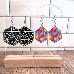 D20 Dice Earrings: Gamer Stainless Steel Dangle Earrings