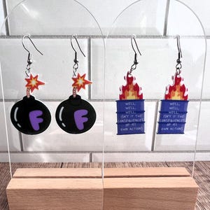 Dumpster Fire Earrings: Funny F Bomb Dangle Jewelry