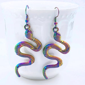 Rainbow Snake earrings, Stainless Steel