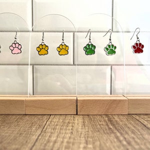 Pawprint Dangle Earrings: Enamel Dog Mom Jewelry