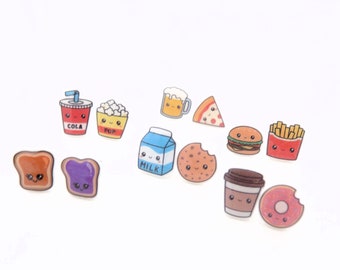 Choose your Food Themed Earrings - Burger/Fries Popcorn/Soda Pizza/Beer Coffee/Donut Milk/Cookies