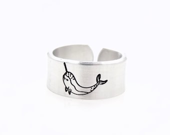 Narwhal Ring - Adjustable thick band ring - Thumb Ring