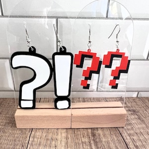 Pixelated Question Mark Earrings: Gamer Jewelry Gift