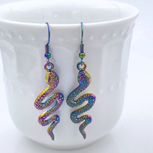 Rainbow Snake earrings, Stainless Steel
