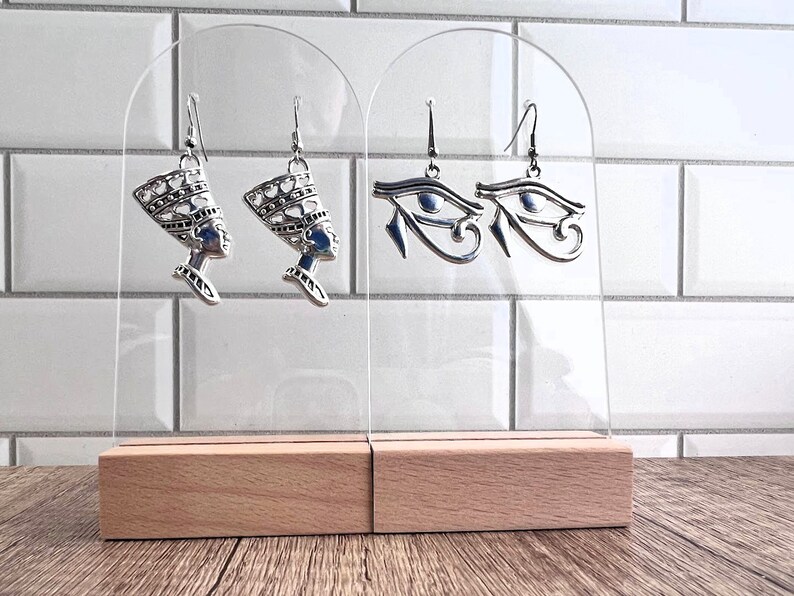 Eye of Ra Earrings, Egyptian Symbol, Silver Jewelry, Eye of Horus dangle earrings, Egyptian deity, Falcon, Everyday Earrings, Gift for her image 1