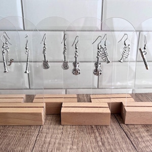 Music instrument earrings dangle for everyday wear drop earrings band Mom music teacher gift - Guitar Violin Clarinet Saxophone Clarinet