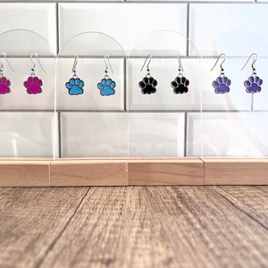 Paw Print Dangle Earrings: Enamel Dog Mom Jewelry