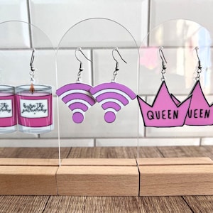 Choose your set pink 2d Earrings - Pink Jewelry - Candle - WIFI - Queen
