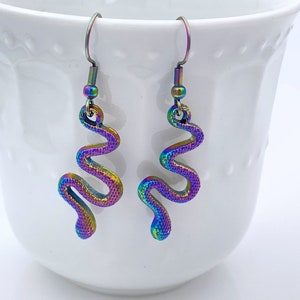 Rainbow Snake earrings, Stainless Steel