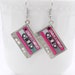Mixtape Earrings, Pink and Black, Music Themed, Dangle Earrings, Drop Earrings, Everyday Earrings, Costume Jewelry, Pink Dangle earrings her 