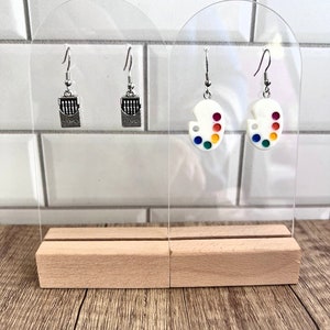 Art Teacher Earrings: Crayon & Paint Palette Dangle Earrings