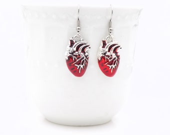 Anatomical Red Heart Earrings