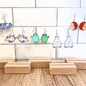 Snarky Animal Dangle Earrings: Middle Finger Cat, Dog, Frog, Bear, Hedgehog