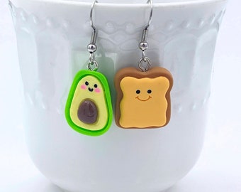 Cute Kawaii Avocado Toast Dangle Earrings - Cute gift idea