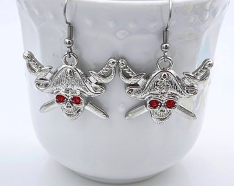 Halloween Pirate Earrings, dangle earrings for her costume jewelry, Fun accessory, token gift, earrings for girls, Holiday Jewelry