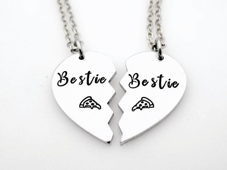 Gift for Best Friends Gift for BFF/'s Keep one gift the other necklace Set of 2 matching jewelry Pizza lover Bestie Pizza slice necklaces