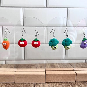 Fruit or Veggie Earrings, Choose one Broccoli, Carrot, Tomato or Eggplant - Food themed jewelry