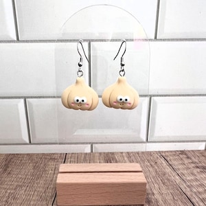 Kawaii Garlic Dangle Earrings: Vegetable Jewelry