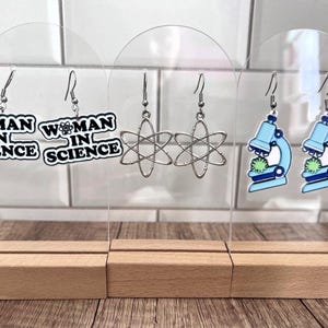 Women in Science Jewelry or Atom Earrings  - Science Earrings - Science Teacher Gift Idea - Science Student