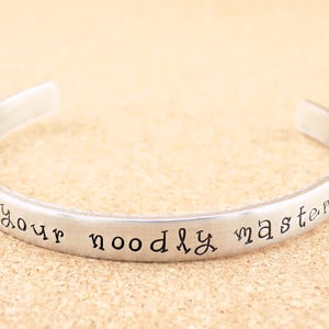 FSM Cuff: Handstamped Aluminum Flying Spaghetti Monster Jewelry