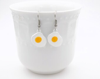 Breakfast Earrings - Eggs -  silver- gag gift - delicious food dangle earrings - Gift for everyone, because everyone loves breakfast