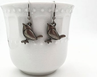 Antique Silver Songbird Earrings