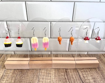 Buffalo Wing, Fungi, Cupcake or Ice Cream Pop Earrings - Chicken Drumstick - fake food jewelry