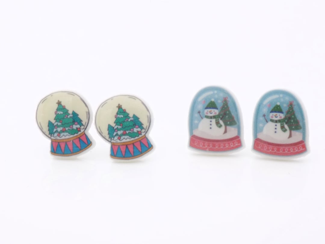 Christmas Snowglobe Earrings Snow Globe Jewelry Winter Themed Etsy
