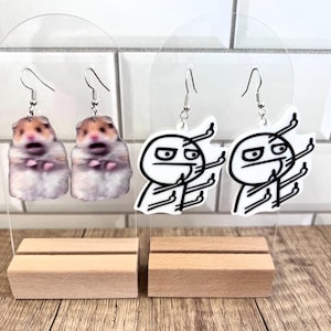 Meme earrings - Guy with lots of hands - Shocked Hamster  - Meme Jewelry - funny gift idea - Gift for Teenager