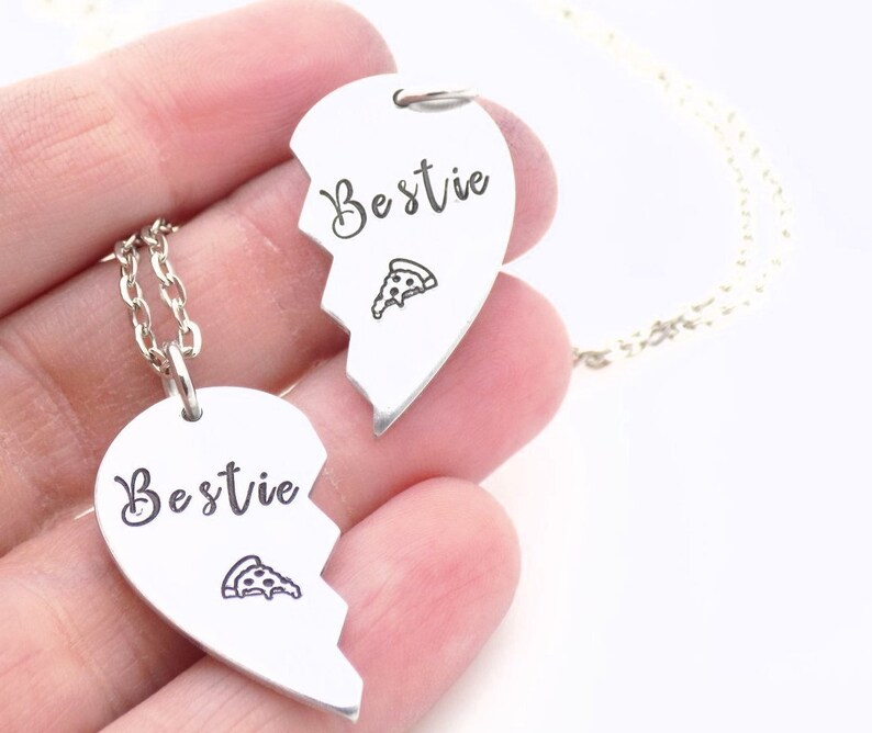 Gift for Best Friends Gift for BFF/'s Keep one gift the other necklace Set of 2 matching jewelry Pizza lover Bestie Pizza slice necklaces