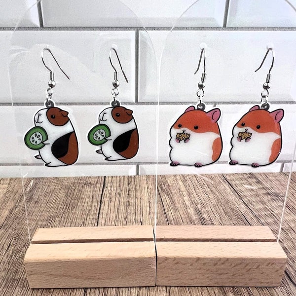 Guinea Pig or Hamster Earrings - Adorable Guinea Pig Hamster themed pet jewelry - exotic pet gift - Small pet mom