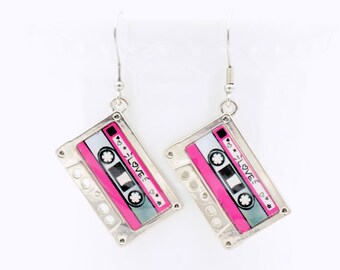 Earrings Pink Ghost Drops 80s Fancy Dress Handmade Earrings Pink Ghost Drops 80s Fancy Dress Handmade