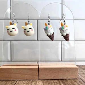 Kawaii Unicorn Ice Cream Earrings: Stainless Steel Dangle Set