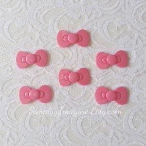 Roze Bow lint Cabochon hars Flatback - 6 stuks