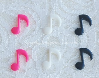 Music Note Eighth Notes Elegant Dainty Resin Flatback Cabochon - 6 PCS