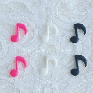 Music Note Eighth Notes Elegant Dainty Resin Flatback Cabochon - 6 PCS