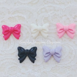 Pastel Bows Ribbon Cabochon Resin Flatback Scrapbook Decorative - 5 PCS - 25mm